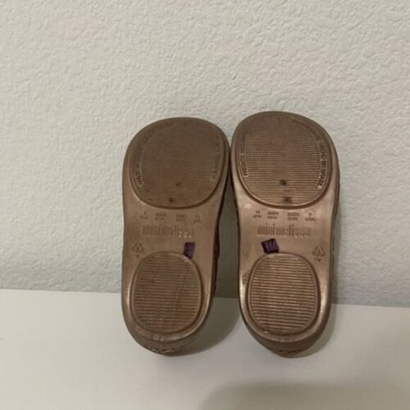 Mini Melissa + Campana Rose Gold Zig Zag Shoes Baby Girls Size 7 - Picture 9 of 10